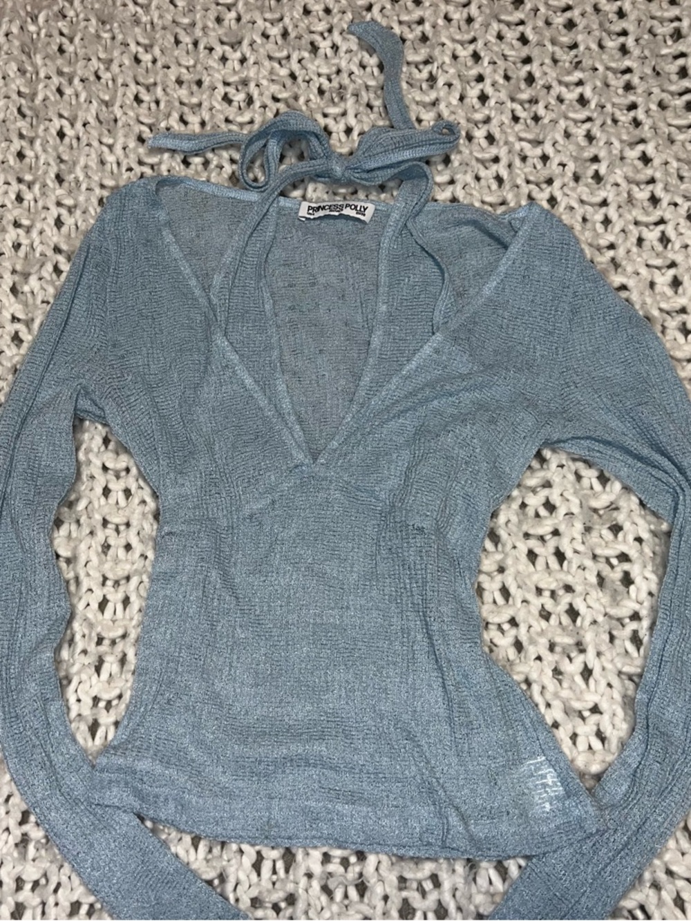 Princess Polly Dusty Blue Light Weight Knit Top